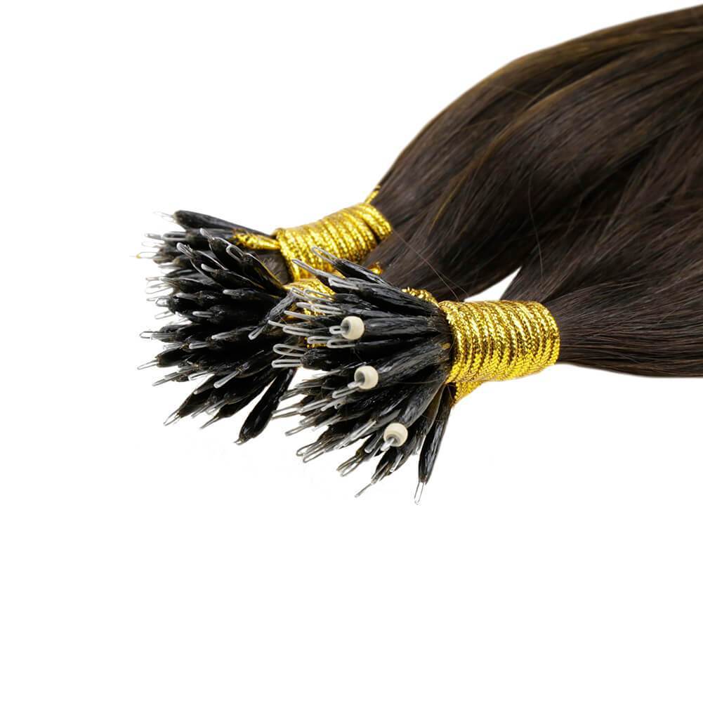 nano ring hair extensions remy human hair darkest brown