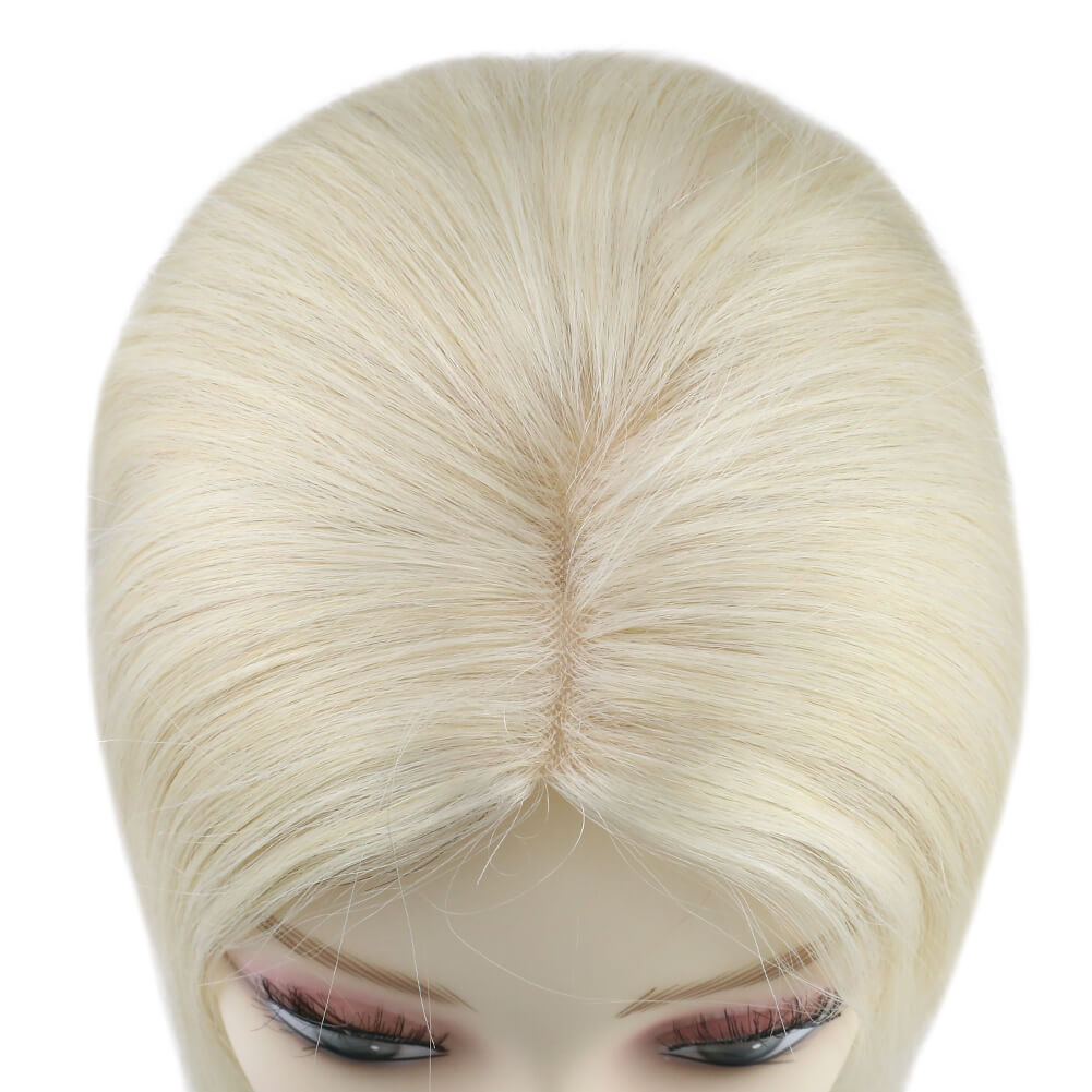 straight hair pieces for women platinum blonde
