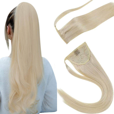 Human remy wrap around ponytail hair extensions