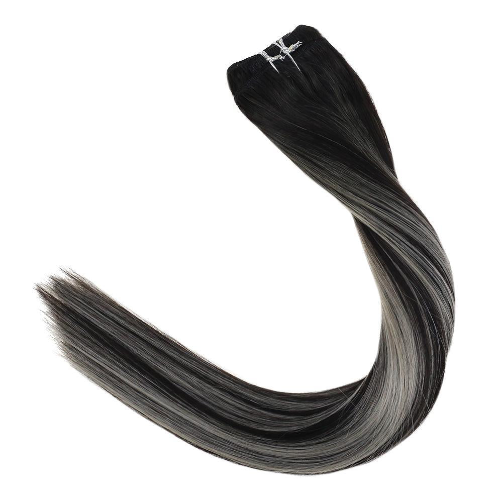 human hair clip ins balayage black
