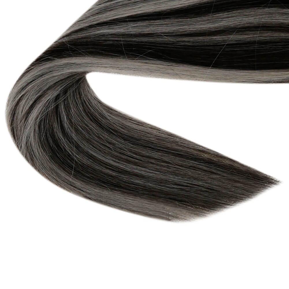 black weft hair extensions with microbeads