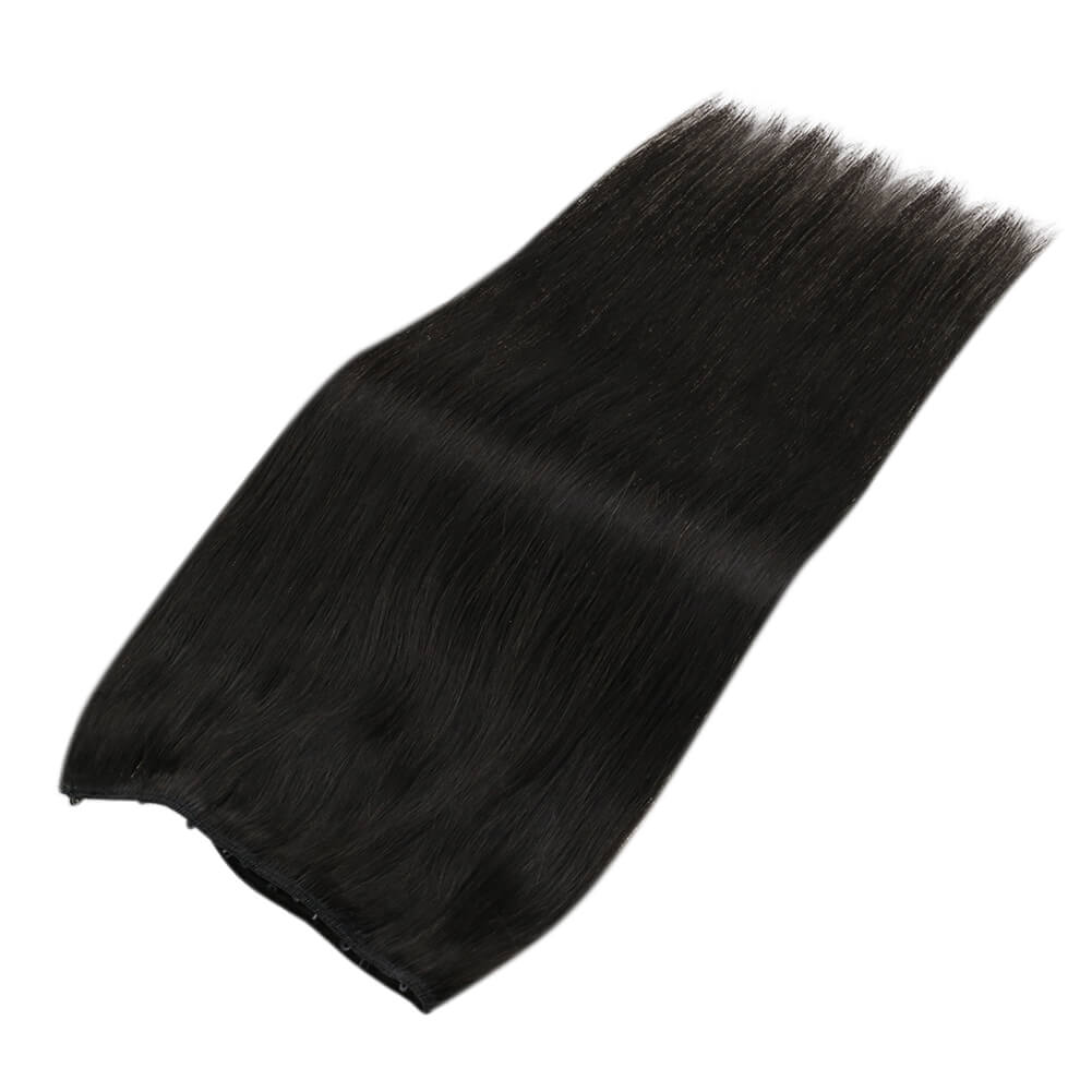 Seamless weft hair extensions with microbeads