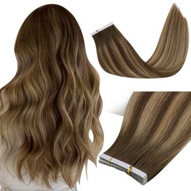 virgin flower injection tape in human hair extensions balayage brown hair